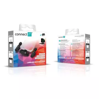 Microfon CONNECT IT ClipMic, 2x microfoane wireless Lavalier cu receptor, conector USB-C, negru