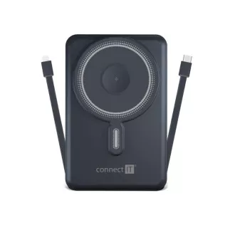 Baterie externă CONNECT IT, încărcare rapidă, MagSafe, 10000mAh, USB-C, Lightning, Gri Baterie externă CONNECT IT, încărcare rapidă, MagSafe, 10000mAh, USB-C, Lightning, Gri