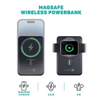 Baterie externă CONNECT IT, încărcare rapidă, MagSafe, 10000mAh, USB-C, Lightning, Gri Baterie externă CONNECT IT, încărcare rapidă, MagSafe, 10000mAh, USB-C, Lightning, Gri