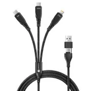 Cablu de încărcare CONNECT IT Wirez 6 în 1, USB-C/USB, Lightning + 2x USB-C, 1,25 m, negru