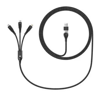 Cablu de încărcare CONNECT IT Wirez 6 în 1, USB-C/USB, Lightning + 2x USB-C, 1,25 m, negru