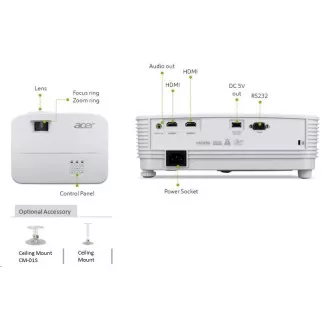 Proiector ACER H6542, 1080p (1920x1080), 4000 ANSI, 13.000:1, 2 x HDMI, difuzor 1x3W, 2,4 kg, LumiSense, ColorBoost 3D