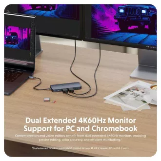 Hub 11-în-1 Hyper® EcoSmart™ Gen.2 cu HDMI dual, USB-C, 140 W, PD 3.1, tip pass-thru Hub 11-în-1 Hyper® EcoSmart™ Gen.2 cu HDMI dual, USB-C, 140 W, PD 3.1, tip pass-thru