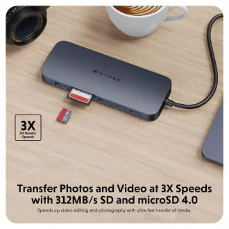Hub 11-în-1 Hyper® EcoSmart™ Gen.2 cu HDMI dual, USB-C, 140 W, PD 3.1, tip pass-thru Hub 11-în-1 Hyper® EcoSmart™ Gen.2 cu HDMI dual, USB-C, 140 W, PD 3.1, tip pass-thru