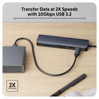 Hub USB-C 7-în-1 Hyper® EcoSmart™ Gen.2, 100 W, cu alimentare prin cablu Hub USB-C 7-în-1 Hyper® EcoSmart™ Gen.2, 100 W, cu alimentare prin cablu