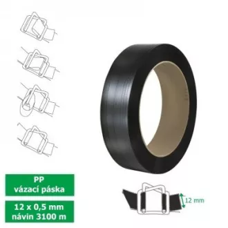 Banda de legare PP 12mmx0,5 D206 3100m neagra Banda de legare PP 12mmx0,5 D206 3100m neagra