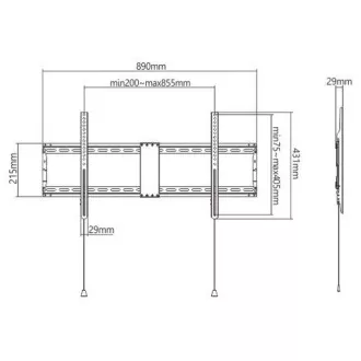 GEMBIRD Suport pentru televizor WM-90F-01, 43"-90" (70kg), fix GEMBIRD Suport pentru televizor WM-90F-01, 43"-90" (70kg), fix