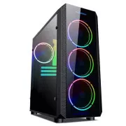 Carcasă VeinX Mars MAR01A Mid Tower, fără sursă de alimentare, 3xUSB, partea transparentă, 4xARGB Ventilator 120mm, negru