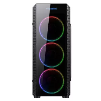 Carcasă VeinX Mars MAR01A Mid Tower, fără sursă de alimentare, 3xUSB, partea transparentă, 4xARGB Ventilator 120mm, negru