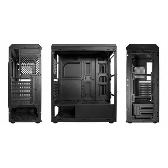 Carcasă VeinX Mars MAR01A Mid Tower, fără sursă de alimentare, 3xUSB, partea transparentă, 4xARGB Ventilator 120mm, negru