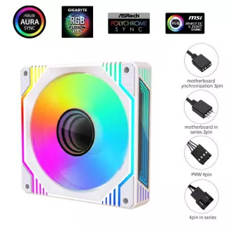 1stCOOL Fan AURA EVO Mirror ARGB PWM, 120mm, alb
