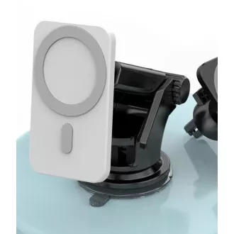 Încărcător wireless QI 1stCOOL 15W, magnetic, pentru mașină, compatibil MagSafe, alb