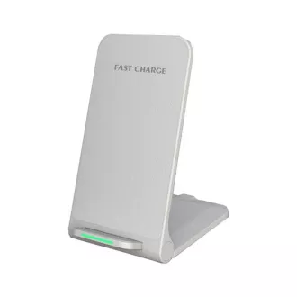 Încărcător wireless QI 1stCOOL H18, suport pliabil, USB-C, alb