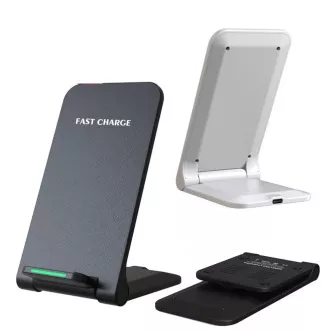 Încărcător wireless QI 1stCOOL H18, suport pliabil, USB-C, alb