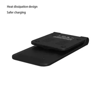 Încărcător wireless QI 1stCOOL H18, suport pliabil, USB-C, negru