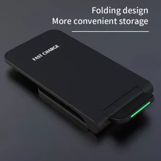 Încărcător wireless QI 1stCOOL H18, suport pliabil, USB-C, negru