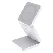 Încărcător QI pliabil fără fir 1stCOOL 3 în 1, MagSafe, USB-C, alb