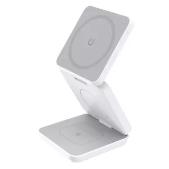 Încărcător QI pliabil fără fir 1stCOOL 3 în 1, MagSafe, USB-C, alb