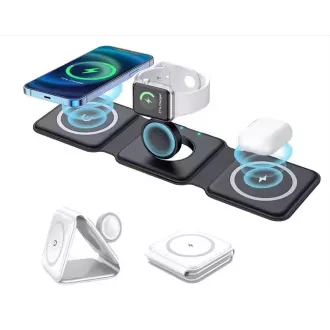 Încărcător QI portabil fără fir 1stCOOL 3 în 1, MagSafe, USB-C, negru Încărcător QI portabil fără fir 1stCOOL 3 în 1, MagSafe, USB-C, negru