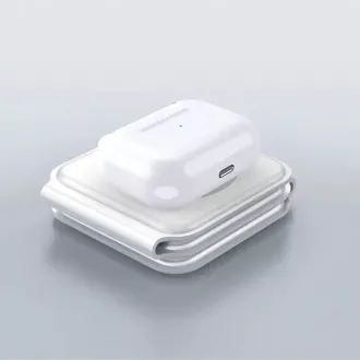 Încărcător QI portabil fără fir 1stCOOL 3in1, MagSafe, USB-C, alb
