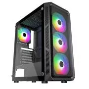 Carcasă VeinX HERMES MESH Mid Tower, ATX, 1xUSB 3.0, 2xUSB 2.0, 4x Ventilatoare ARGB, Controler ARGB, neagră