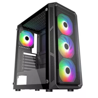 Carcasă VeinX HERMES MESH Mid Tower, ATX, 1xUSB 3.0, 2xUSB 2.0, 4x Ventilatoare ARGB, Controler ARGB, neagră