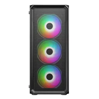Carcasă VeinX HERMES MESH Mid Tower, ATX, 1xUSB 3.0, 2xUSB 2.0, 4x Ventilatoare ARGB, Controler ARGB, neagră