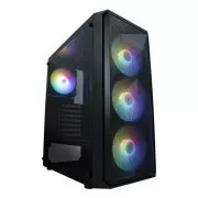 Carcasă VeinX ME19A Mid Tower, fără sursă de alimentare, 1x USB3.0, 1x USB2.0, 4x Ventilatoare ARGB de 120 mm, 1x Controller ARGB, neagră