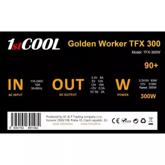 Sursă de alimentare 1stCOOL Golden Worker TFX 300 88+, 300W, TFX, neagră
