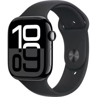 Carcasă din aluminiu negru jet Apple Watch Series 10 GPS 42 mm cu bandă sport neagră - S/M Carcasă din aluminiu negru jet Apple Watch Series 10 GPS 42 mm cu bandă sport neagră - S/M