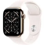 Carcasă Apple Watch Series 11 GPS + Cellular 42 mm din titan auriu cu curea sport roz deschis - S/M