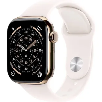 Carcasă Apple Watch Series 11 GPS + Cellular 42 mm din titan auriu cu curea sport roz deschis - S/M Carcasă Apple Watch Series 11 GPS + Cellular 42 mm din titan auriu cu curea sport roz deschis - S/M