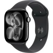 Carcasă din aluminiu negru intens de 46 mm pentru Apple Watch Series 11 GPS + Cellular cu curea sport neagră - M/L