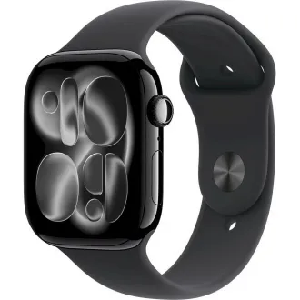 Carcasă din aluminiu negru intens de 46 mm pentru Apple Watch Series 11 GPS + Cellular cu curea sport neagră - M/L Carcasă din aluminiu negru intens de 46 mm pentru Apple Watch Series 11 GPS + Cellular cu curea sport neagră - M/L