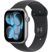 Carcasă din aluminiu gri spațial de 46 mm pentru Apple Watch Series 11 GPS + Cellular cu curea sport neagră - M/L