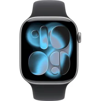 Carcasă din aluminiu gri spațial de 46 mm pentru Apple Watch Series 11 GPS + Cellular cu curea sport neagră - M/L Carcasă din aluminiu gri spațial de 46 mm pentru Apple Watch Series 11 GPS + Cellular cu curea sport neagră - M/L