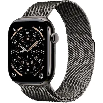 Carcasă Apple Watch Series 11 GPS + Cellular, 46 mm, din titan, culoare ardezie, cu buclă milaneză, culoare ardezie - S/M Carcasă Apple Watch Series 11 GPS + Cellular, 46 mm, din titan, culoare ardezie, cu buclă milaneză, culoare ardezie - S/M