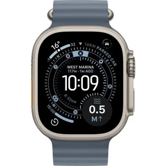 Carcasă din titan natural pentru Apple Watch Ultra 3 GPS + Cellular, 49 mm, cu curea albastru-ancoră și brățară Ocean Carcasă din titan natural pentru Apple Watch Ultra 3 GPS + Cellular, 49 mm, cu curea albastru-ancoră și brățară Ocean