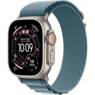 Carcasă din titan natural pentru Apple Watch Ultra 3 GPS + Cellular, 49 mm, cu buclă Alpine Loop albastru deschis - Medie Carcasă din titan natural pentru Apple Watch Ultra 3 GPS + Cellular, 49 mm, cu buclă Alpine Loop albastru deschis - Medie