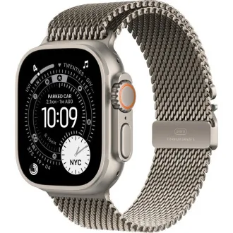 Carcasă Apple Watch Ultra 3 GPS + Cellular 49 mm din titan natural cu buclă milaneză din titan natural - Mare Carcasă Apple Watch Ultra 3 GPS + Cellular 49 mm din titan natural cu buclă milaneză din titan natural - Mare
