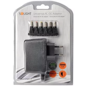 Adaptor de alimentare universal Solight 1000mA, stabilizat, conectori interschimbabili Adaptor de alimentare universal Solight 1000mA, stabilizat, conectori interschimbabili