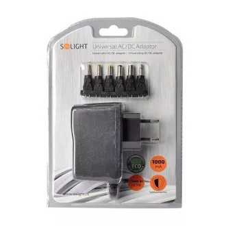 Adaptor de alimentare universal Solight 1000mA, stabilizat, conectori interschimbabili Adaptor de alimentare universal Solight 1000mA, stabilizat, conectori interschimbabili