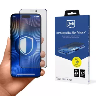 Sticlă securizată 3mk HardGlass Matt Max Privacy pentru Apple iPhone 15 Pro Max