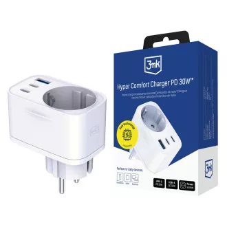 Încărcător de rețea 3mk Comfort Charger GaN 30W, alb Încărcător de rețea 3mk Comfort Charger GaN 30W, alb