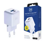 Încărcător de rețea 3mk Hyper GaN încărcător 20W, alb