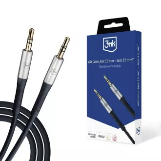 Cablu audio 3mk - Cablu AUX Jack 3,5 mm - Jack 3,5 mm, lungime 1 m, negru