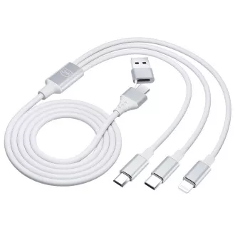 Cablu de încărcare 3mk - Hyper Cable 3in1 A/C la C/Micro/Lightning 1,5 m, alb