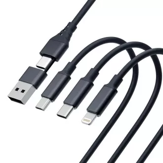 Cablu de încărcare 3mk - Hyper Cable 3in1 A/C la C/Micro/Lightning 1,5 m, negru