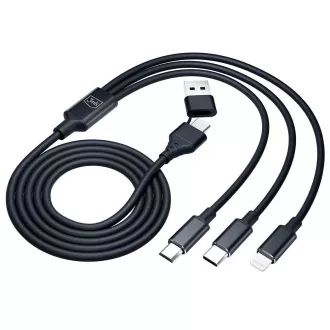 Cablu de încărcare 3mk - Hyper Cable 3in1 A/C la C/Micro/Lightning 1,5 m, negru
