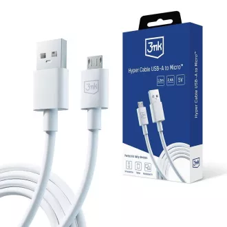 Cablu de date 3mk - Hyper Cable A la Micro 1.2m 5V 2, 4A, alb